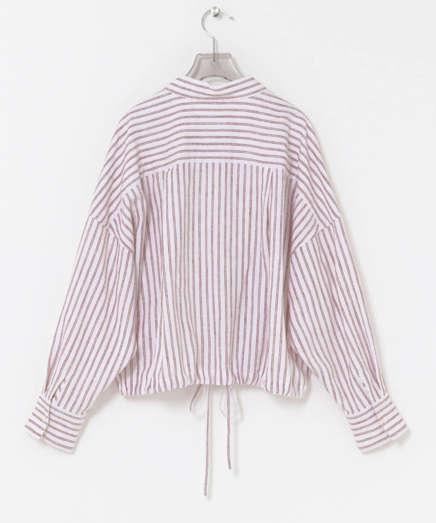 亞麻人造絲寬鬆短款襯衫