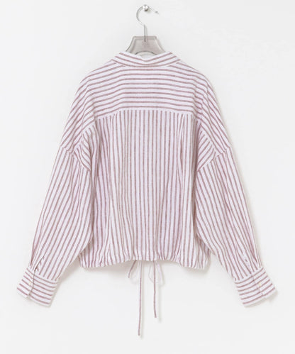 亞麻人造絲寬鬆短款襯衫