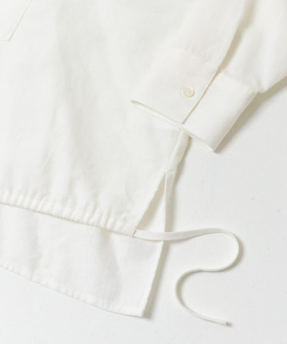 亞麻人造絲抽褶下襬襯衫