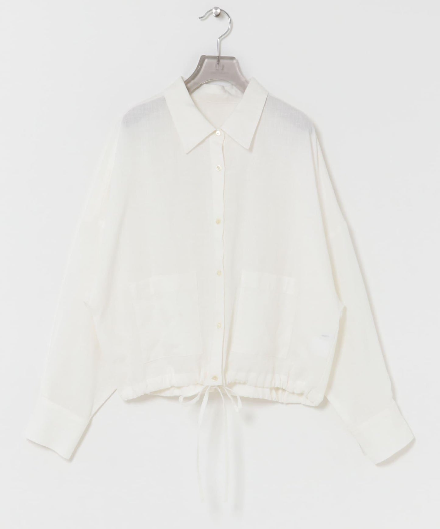 亞麻人造絲寬鬆短款襯衫