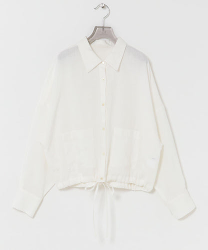 亞麻人造絲寬鬆短款襯衫