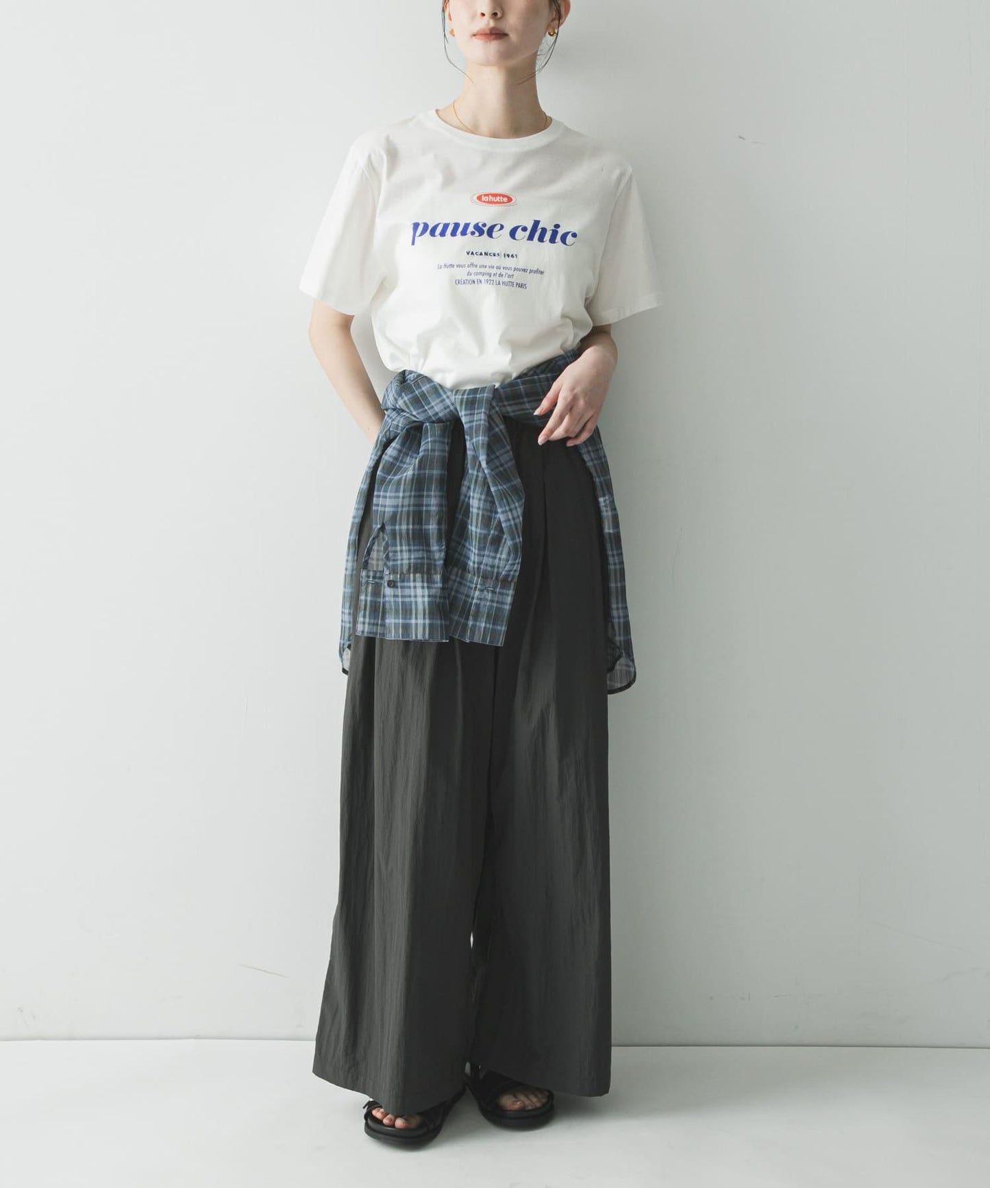 UR TECH 抽褶寬鬆 彈力面料 闊腿褲