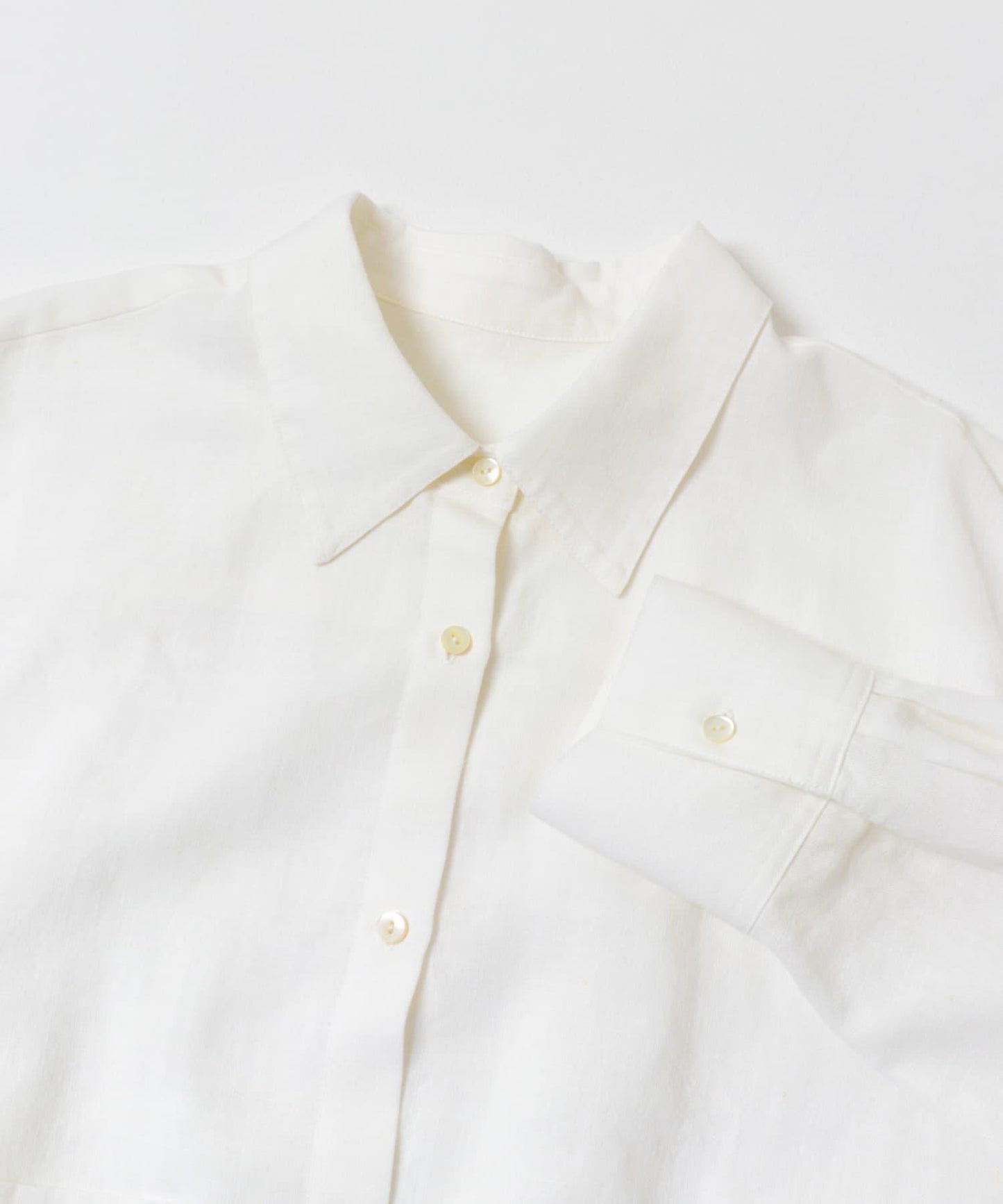 亞麻人造絲寬鬆短款襯衫