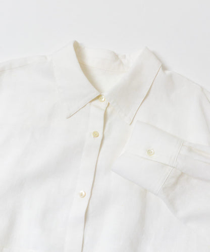 亞麻人造絲寬鬆短款襯衫