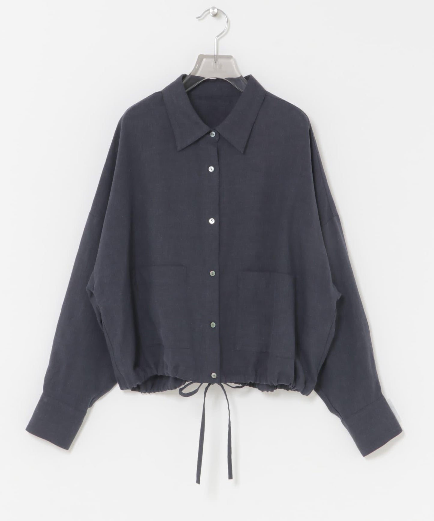 亞麻人造絲寬鬆短款襯衫