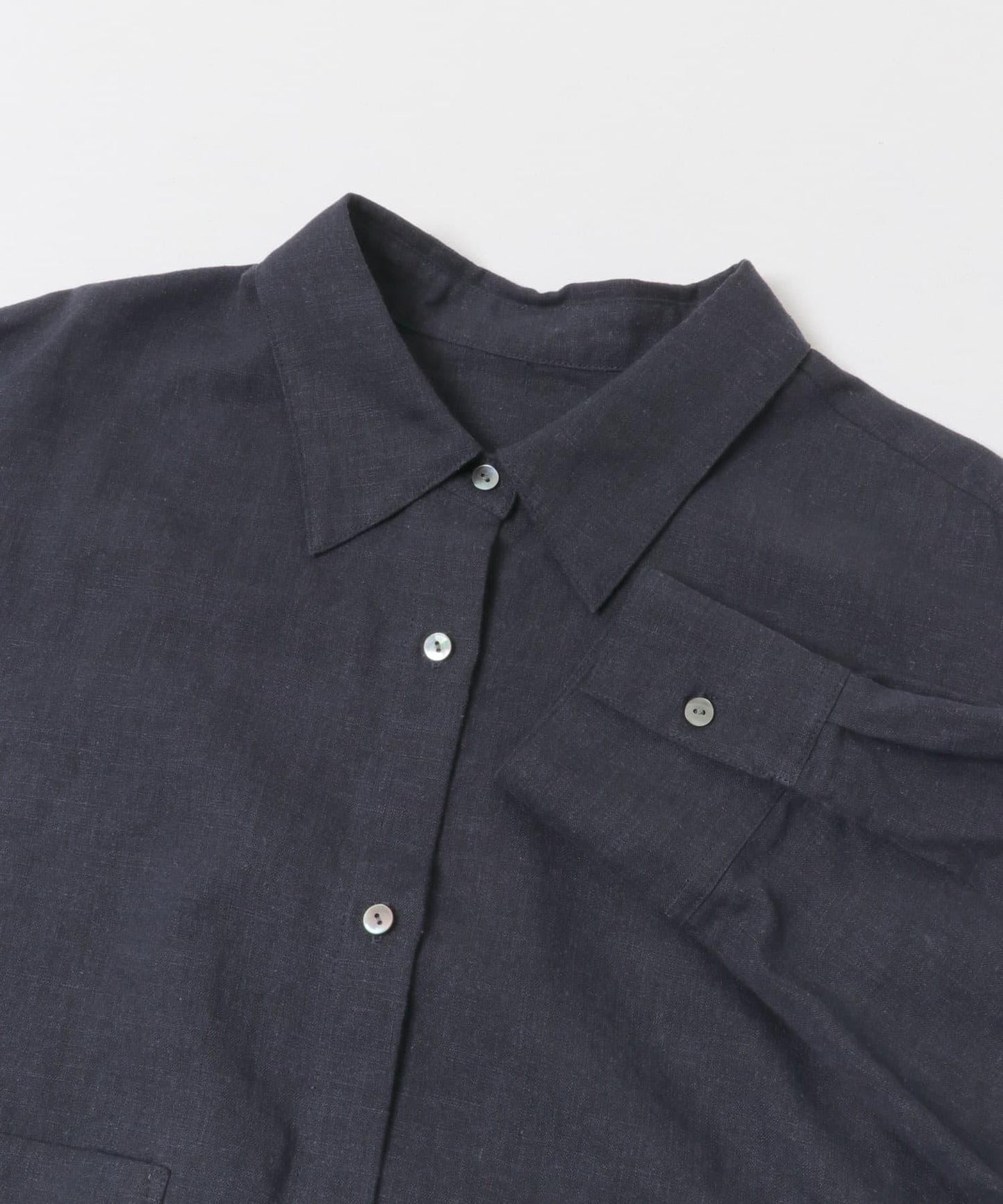 亞麻人造絲寬鬆短款襯衫