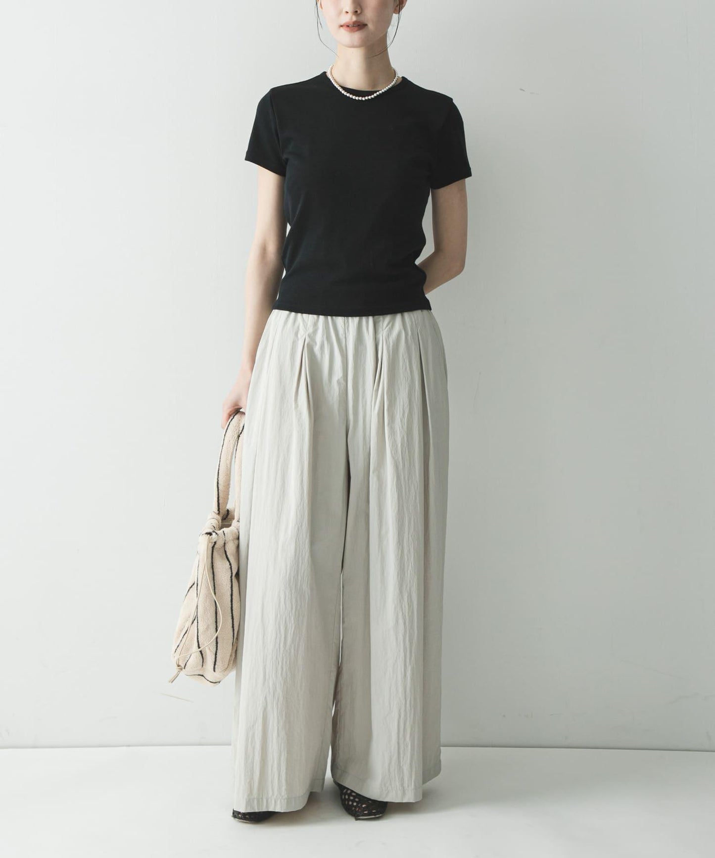 UR TECH 抽褶寬鬆 彈力面料 闊腿褲