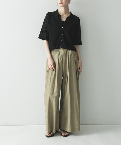 UR TECH 抽褶寬鬆 彈力面料 闊腿褲