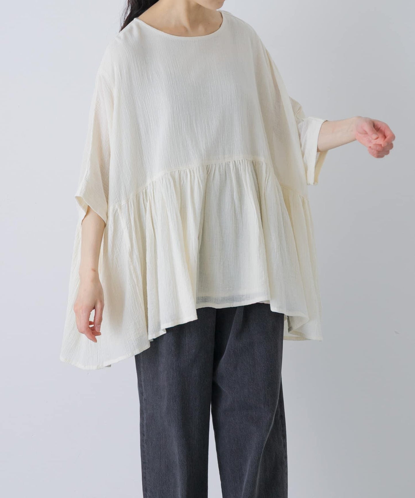 棉質褶皺抽褶設計襯衫