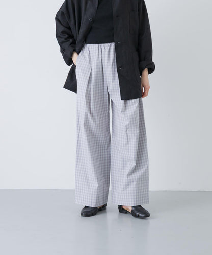 格紋闊腿中褶褲子