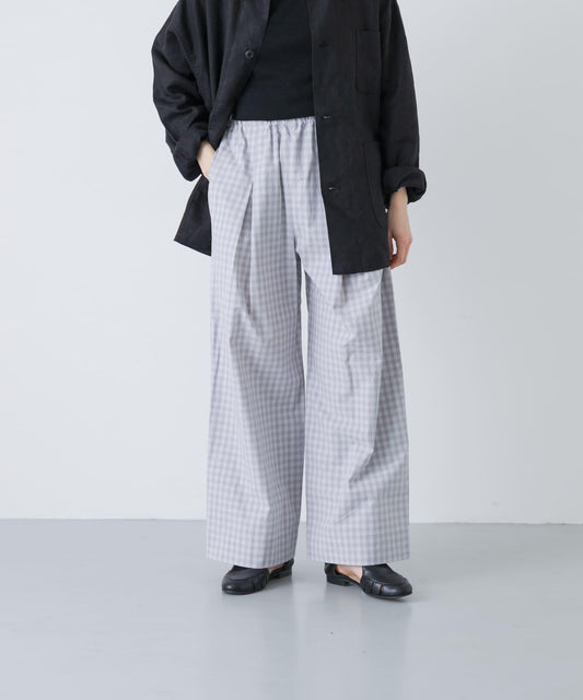 格紋闊腿中褶褲子