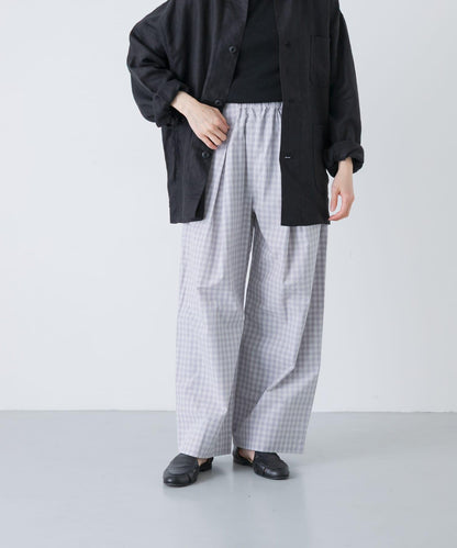 格紋闊腿中褶褲子