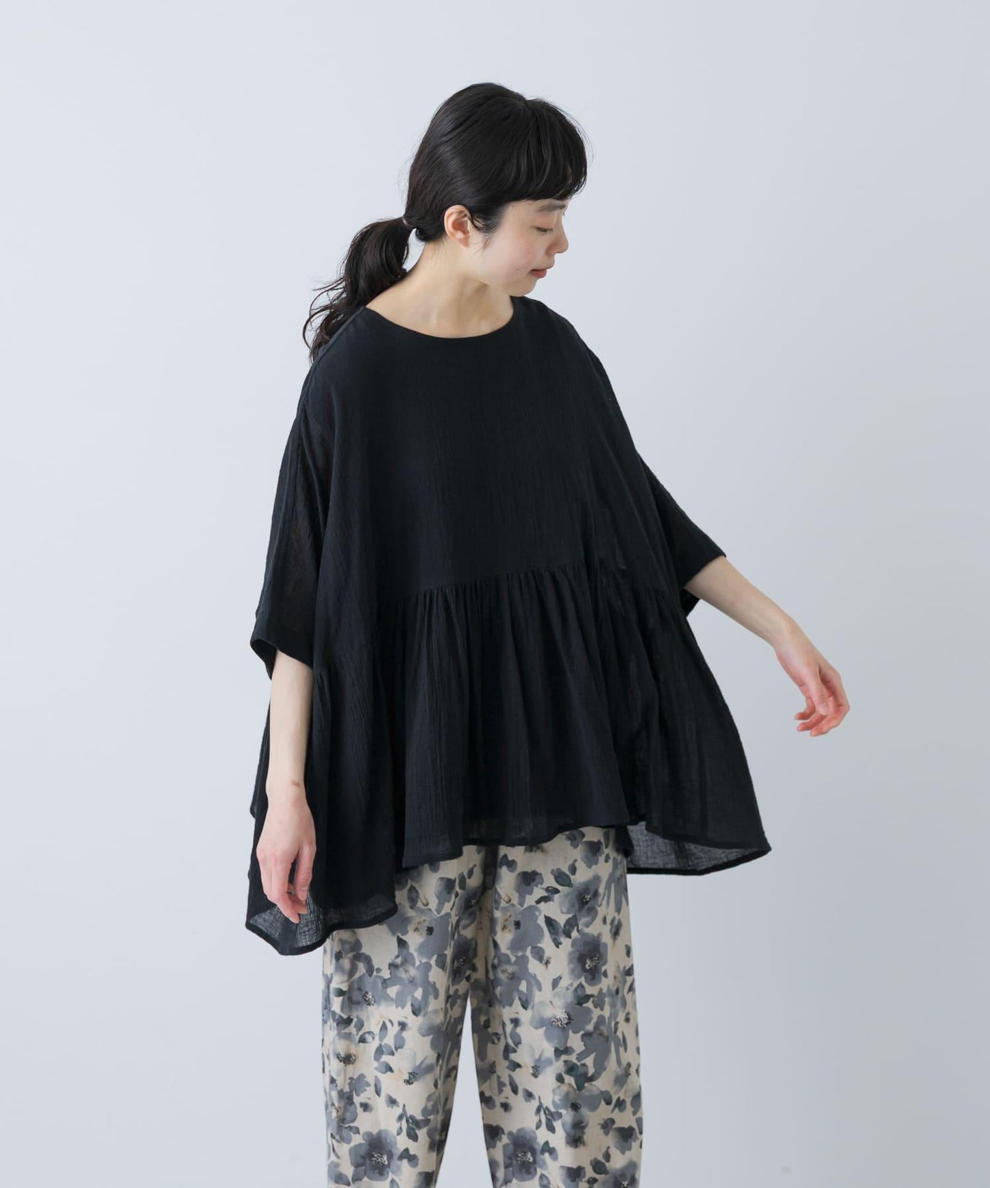 棉質褶皺抽褶設計襯衫