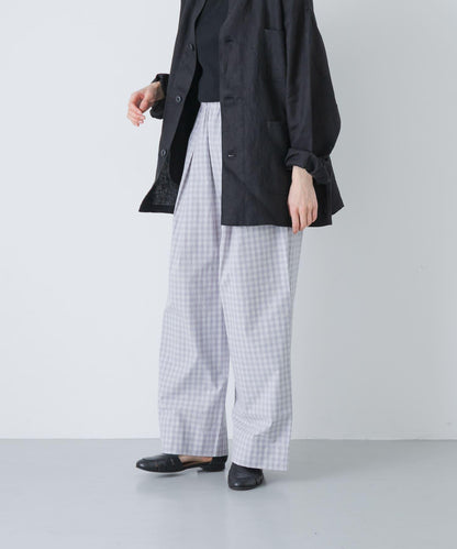 格紋闊腿中褶褲子