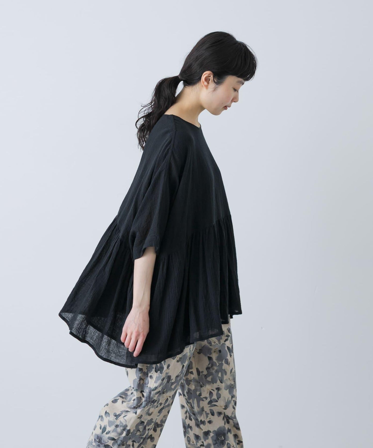 棉質褶皺抽褶設計襯衫