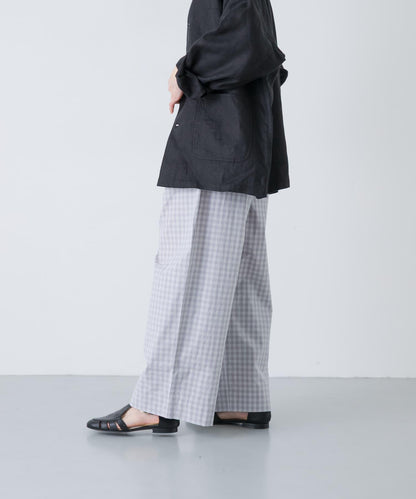 格紋闊腿中褶褲子