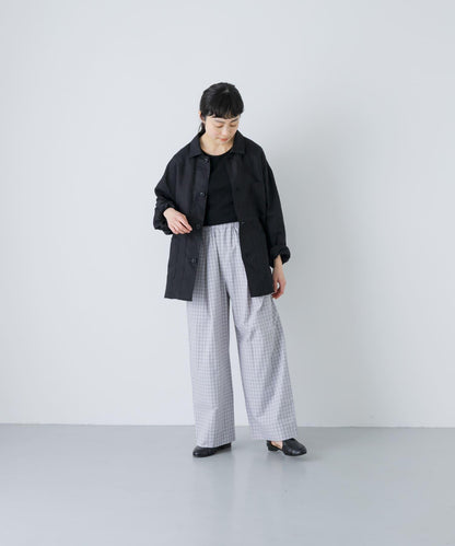 格紋闊腿中褶褲子