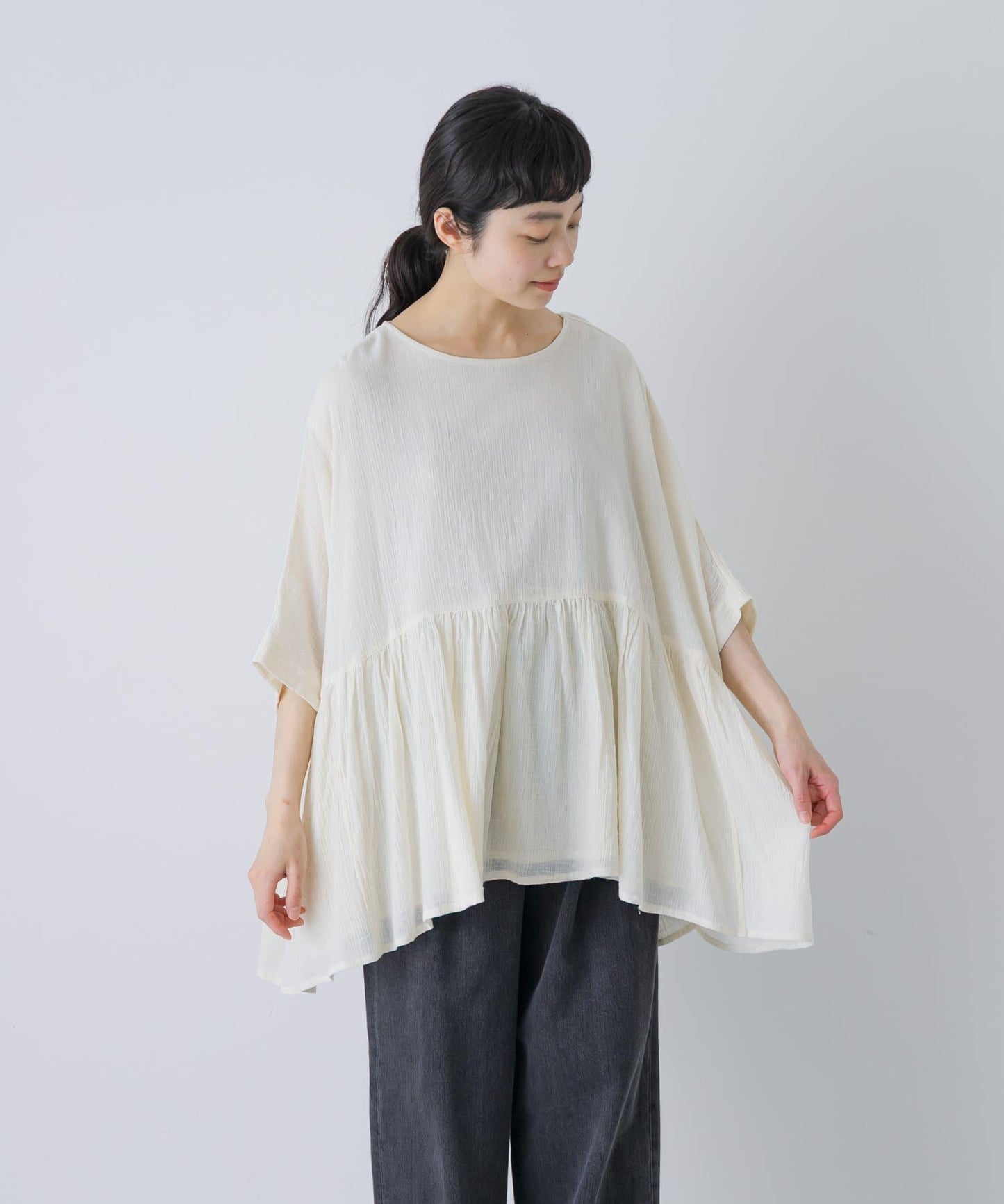 棉質褶皺抽褶設計襯衫