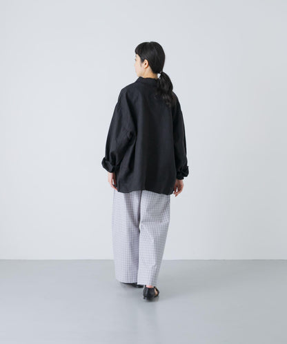 格紋闊腿中褶褲子