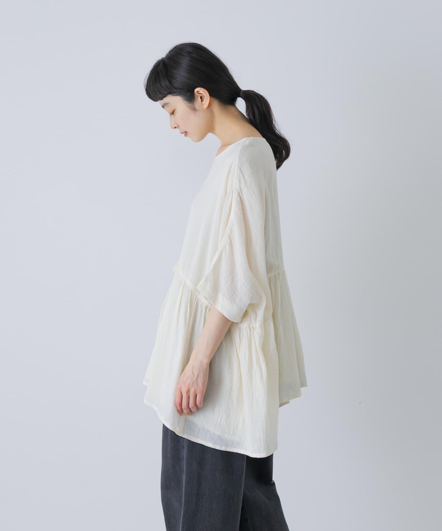 棉質褶皺抽褶設計襯衫