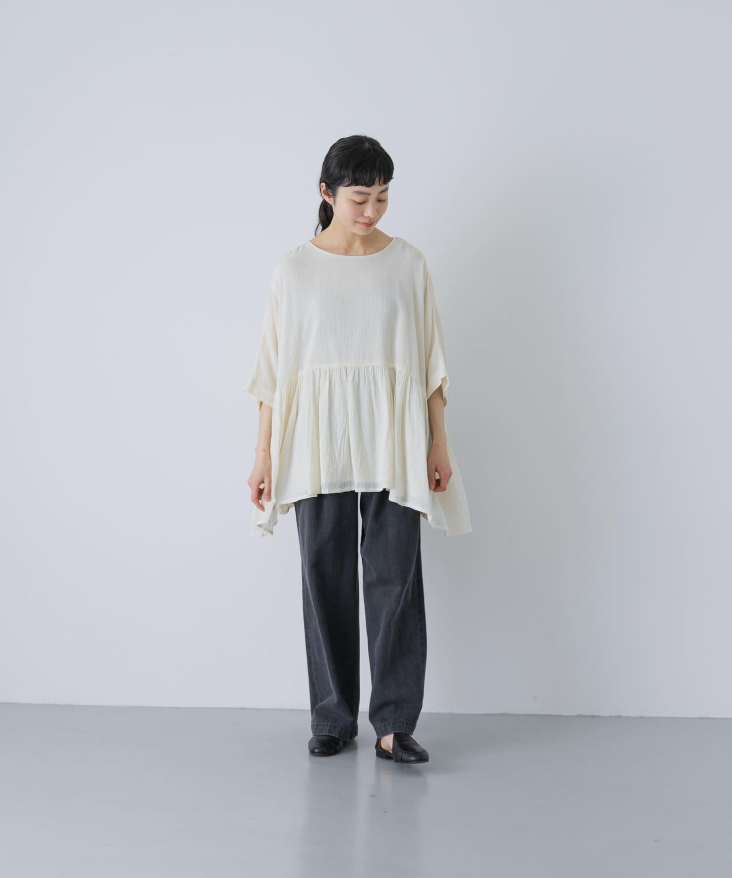 棉質褶皺抽褶設計襯衫