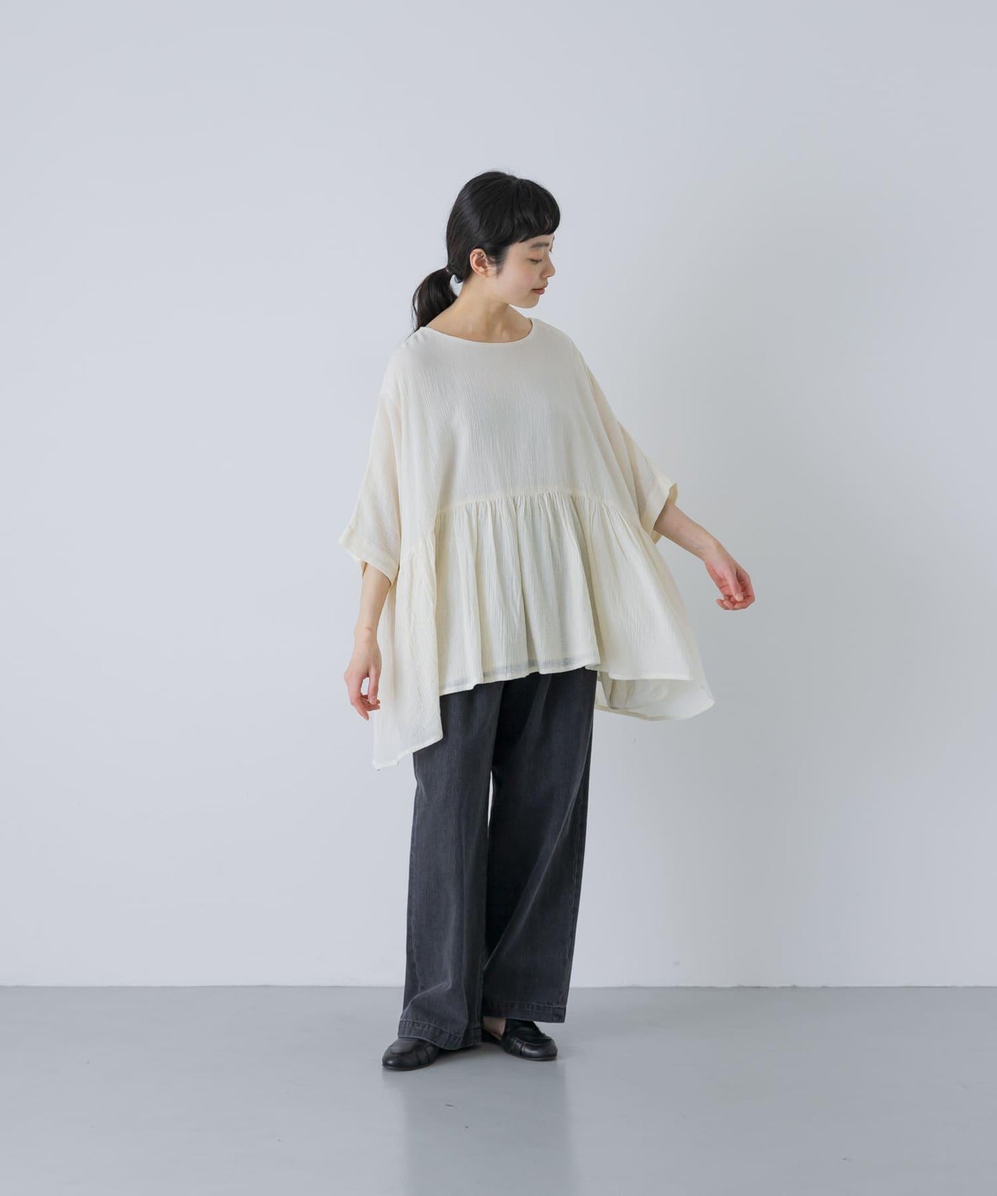 棉質褶皺抽褶設計襯衫