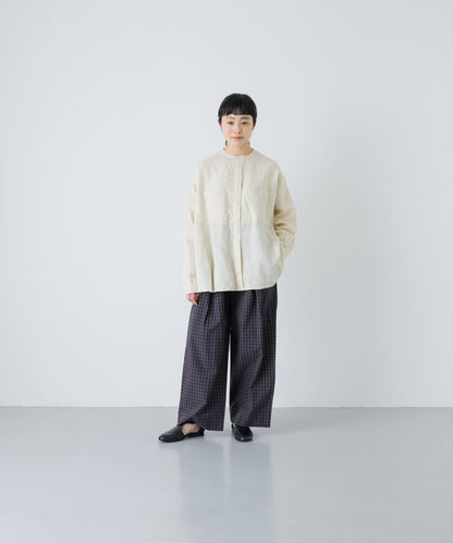 格紋闊腿中褶褲子