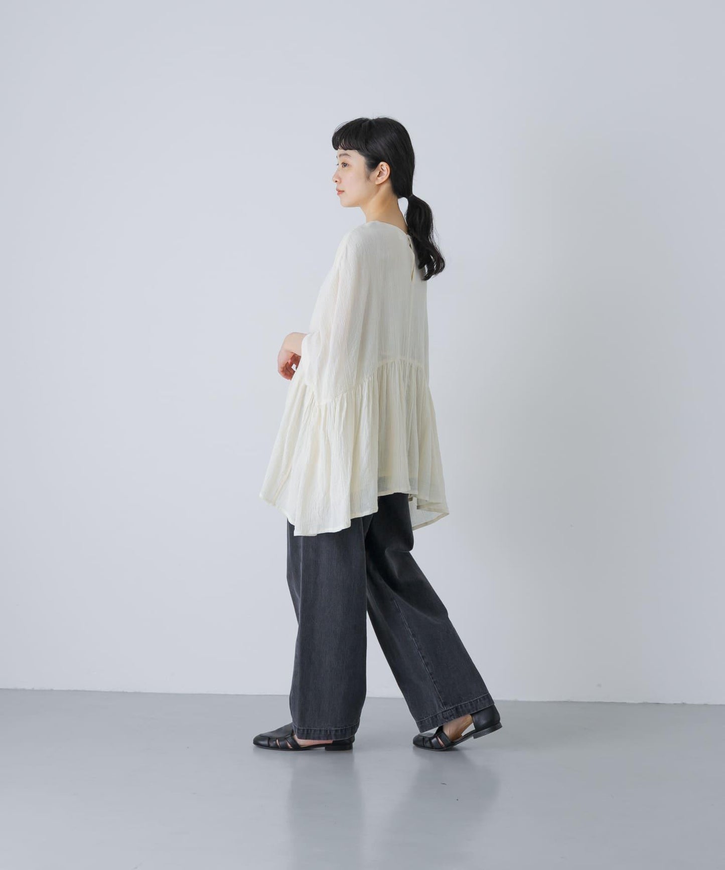 棉質褶皺抽褶設計襯衫