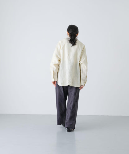 格紋闊腿中褶褲子