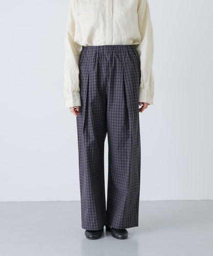 格紋闊腿中褶褲子
