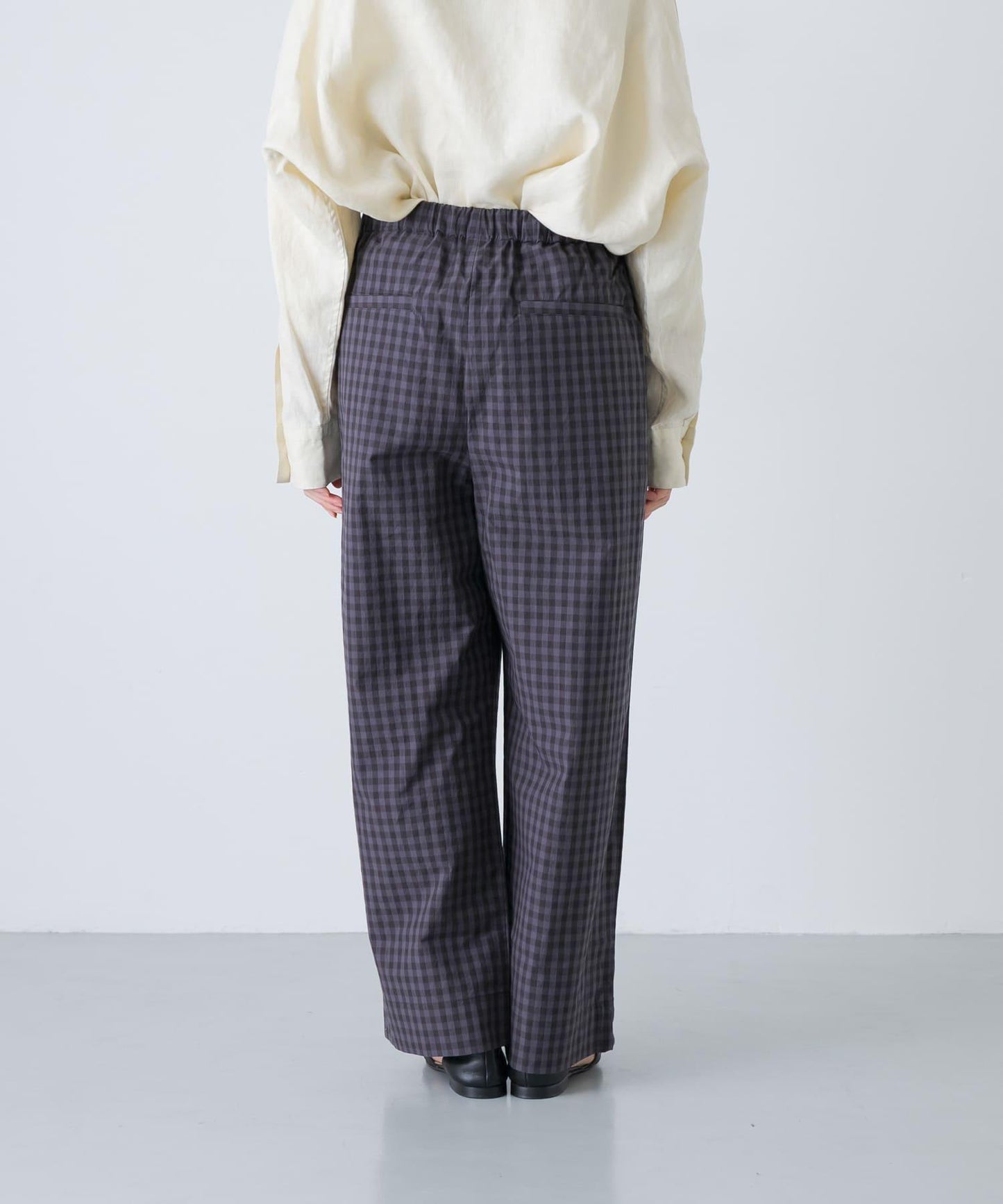 格紋闊腿中褶褲子