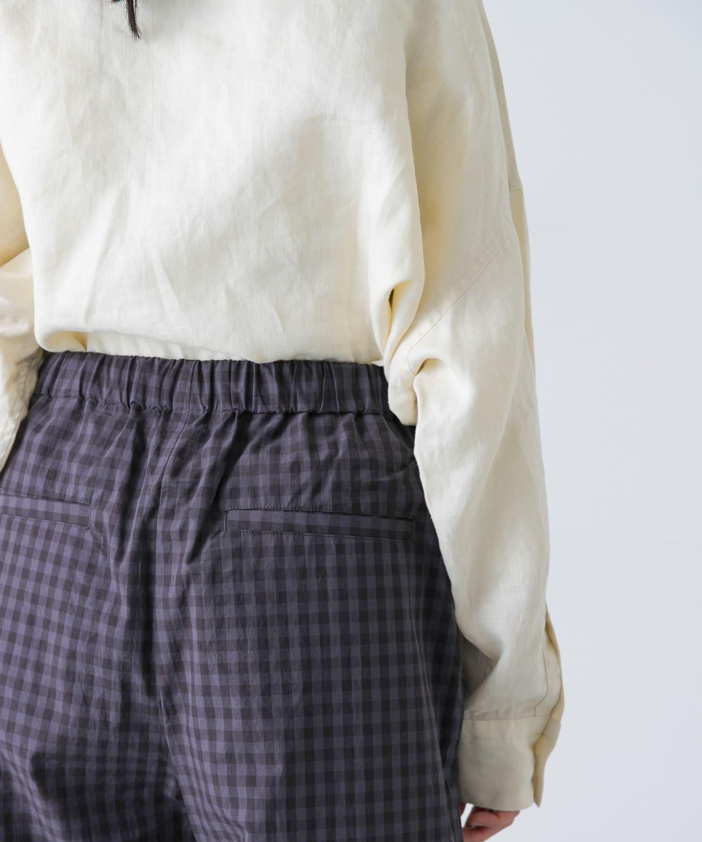 格紋闊腿中褶褲子