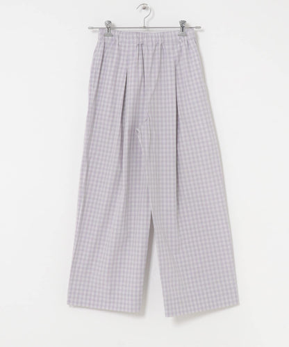 格紋闊腿中褶褲子