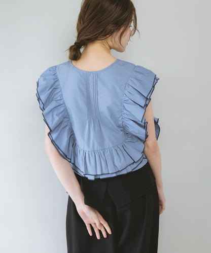 2WAY撞色荷葉邊襯衫