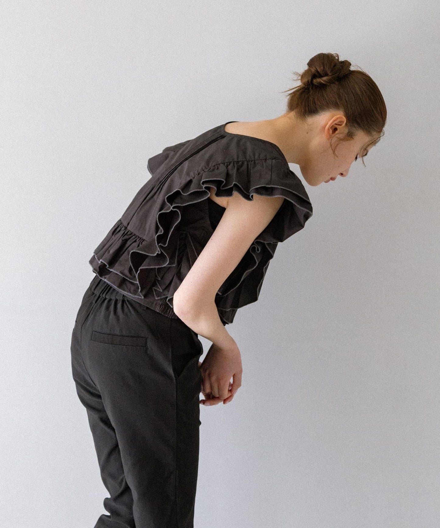 2WAY撞色荷葉邊襯衫