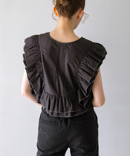 2WAY撞色荷葉邊襯衫