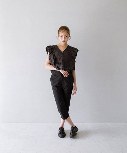 2WAY撞色荷葉邊襯衫