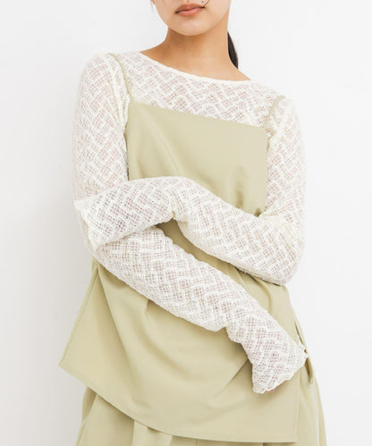 皺褶蕾絲上衣