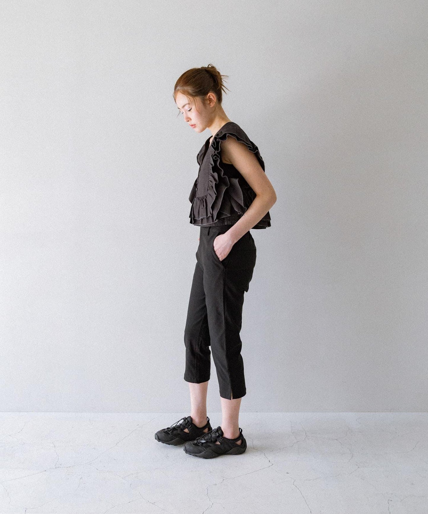 2WAY撞色荷葉邊襯衫