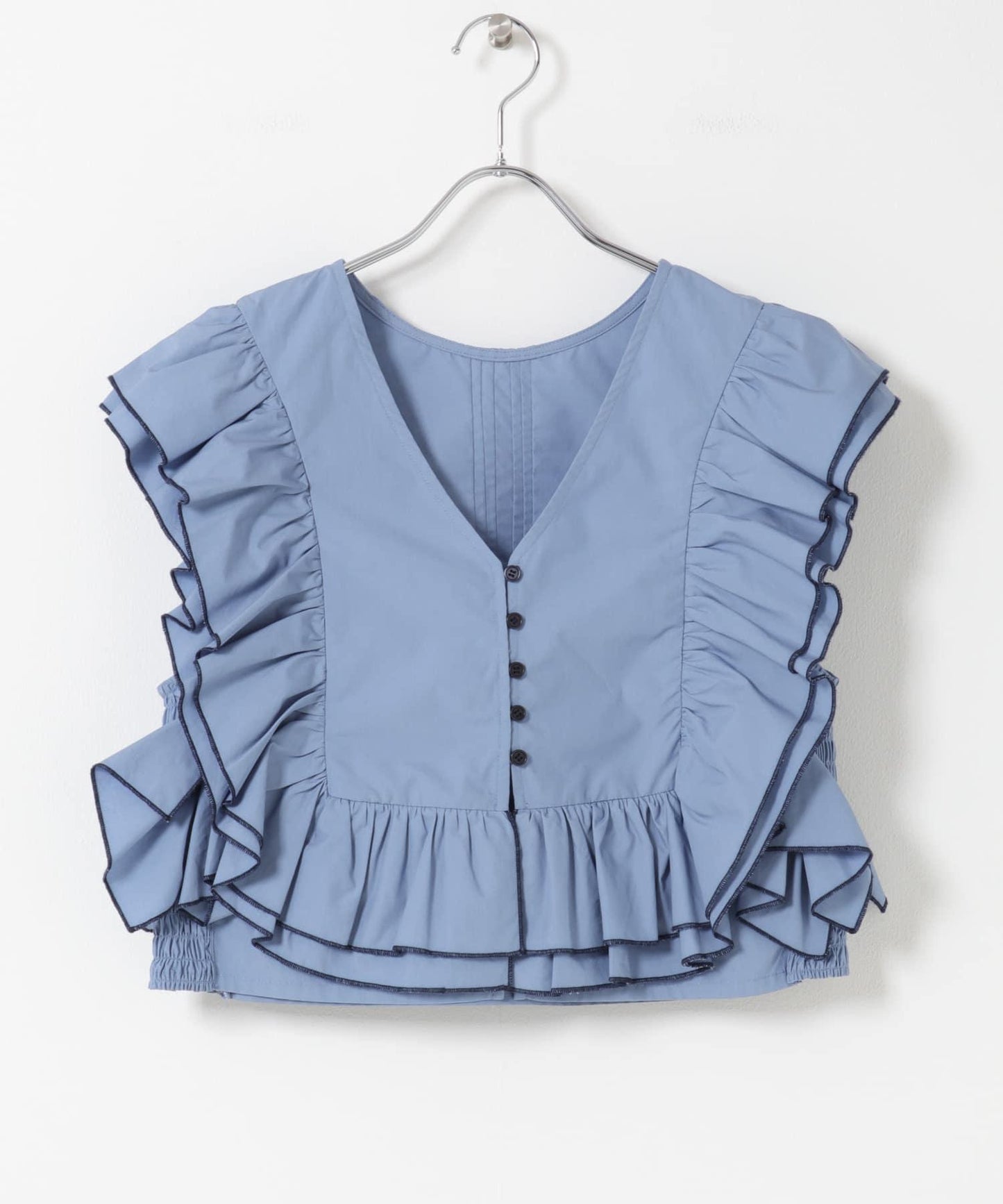 2WAY撞色荷葉邊襯衫