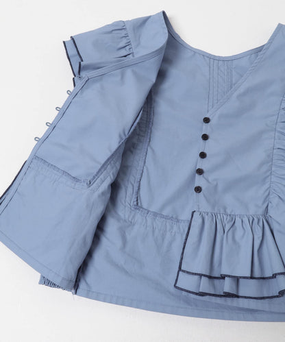 2WAY撞色荷葉邊襯衫