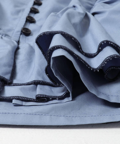 2WAY撞色荷葉邊襯衫