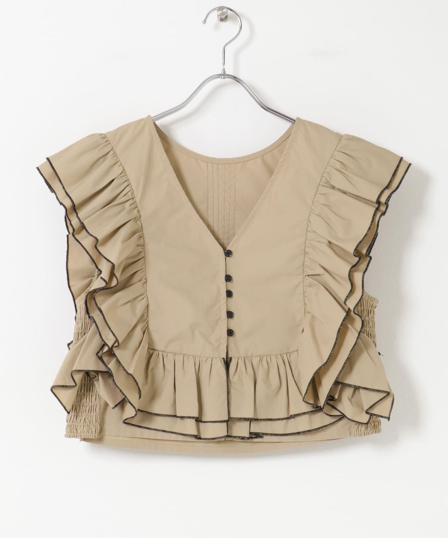 2WAY撞色荷葉邊襯衫