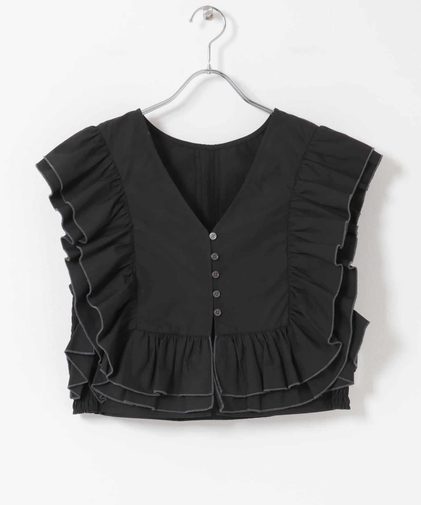 2WAY撞色荷葉邊襯衫