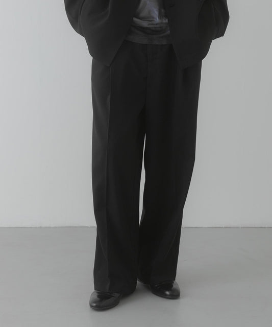 易打理速幹 亞麻風 打褶 闊腿西裝褲