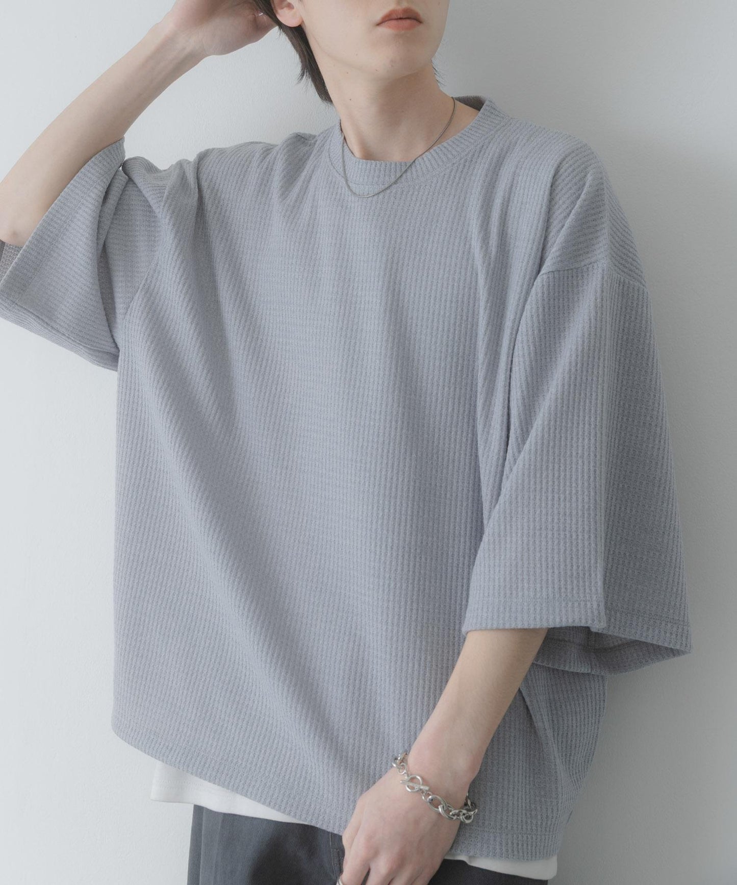 軟質寬鬆華夫格T恤