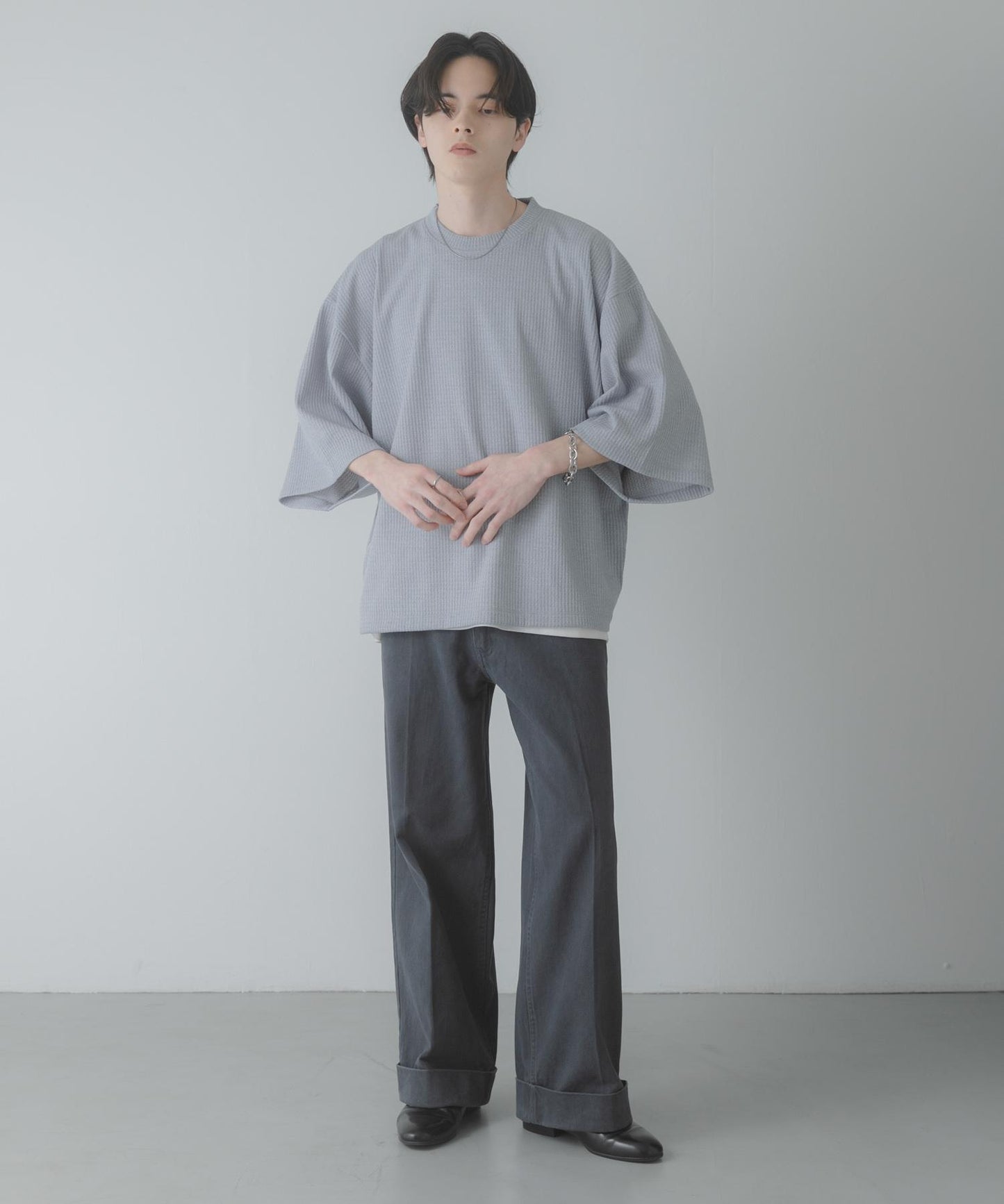 軟質寬鬆華夫格T恤