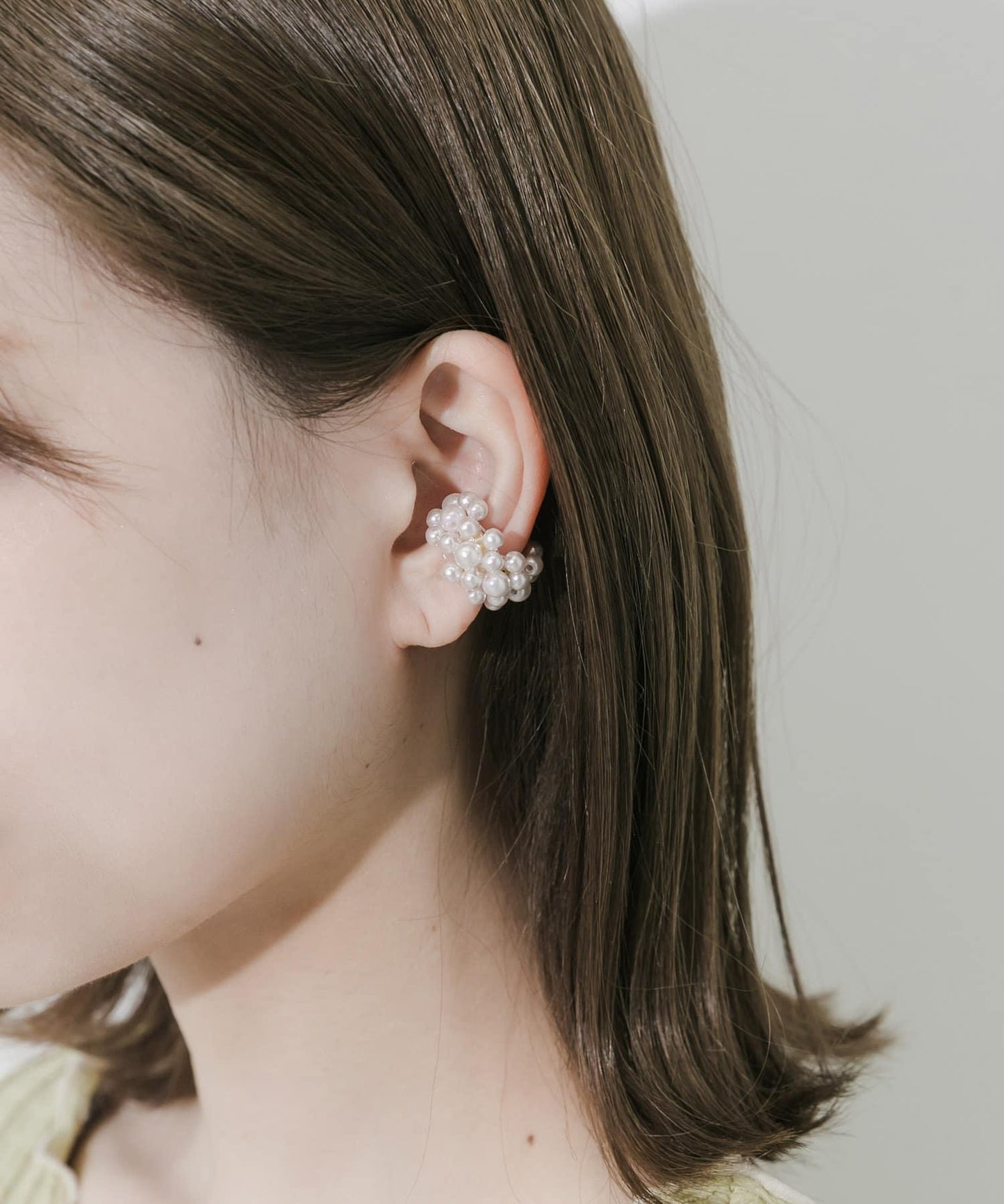 珍珠寬圈耳夾