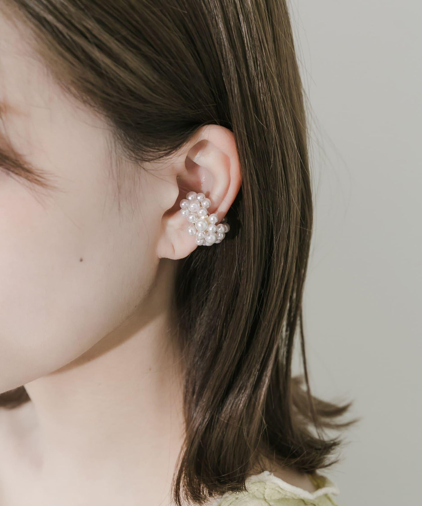 珍珠寬圈耳夾