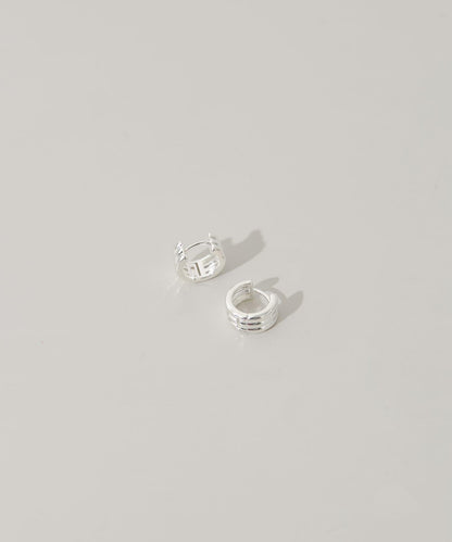 三線迷你圓環耳環